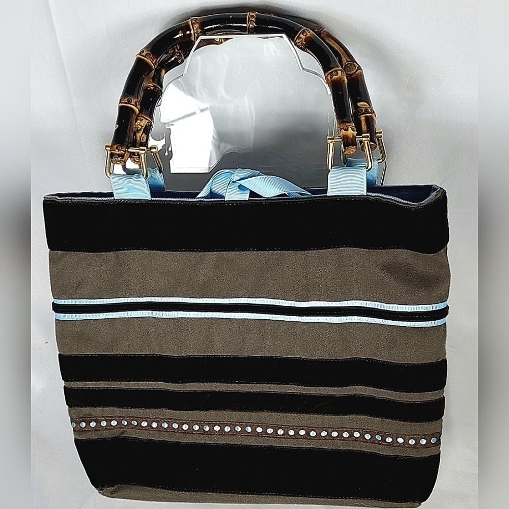 TWO CRAZY DAISIES Small Tote with Bamboo Handles